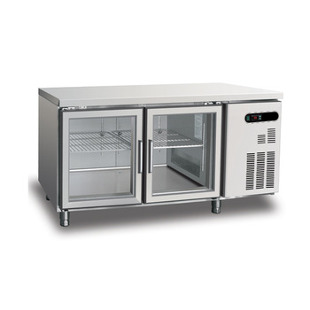Double glass transparent doors undercounter chest freezer for sale