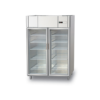 Double door glass commercial drink display fridge with CE