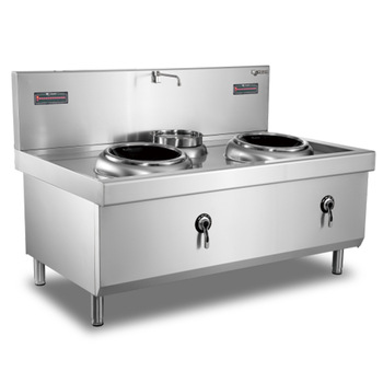 Commercial Kitchen Induction Cooker with Dual Burner and Single Basin